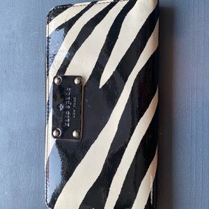 Kate Spade black & white animal print wallet